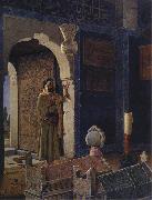 Osman Hamdy Bey Old Man in front of a Child's Tomb. Sweden oil painting artist